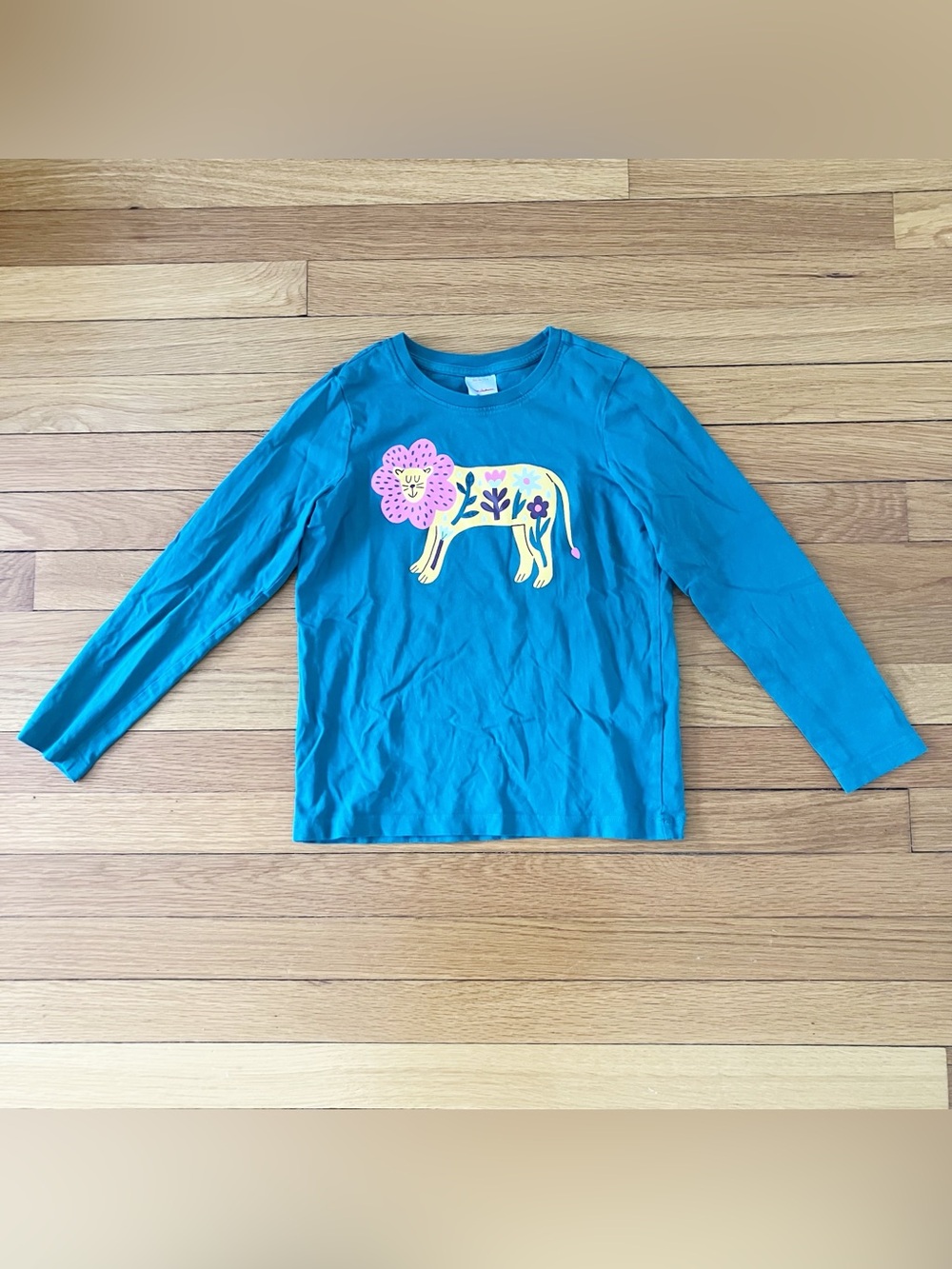 Hanna Andersson Green Cotton Colorful Lion Animal Long Sleeve Tee T-Shirt 130 8